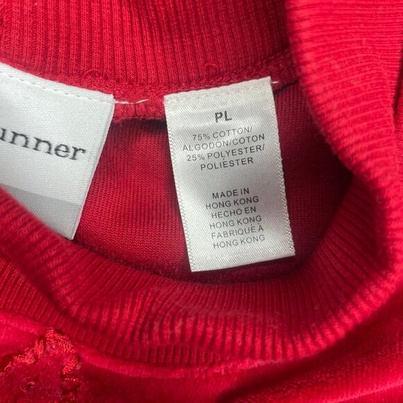 Alfred Dunner Vintage Cotton Red Velvet Sequin Geometric Mock Neck Sweater PL - Picture 7 of 10